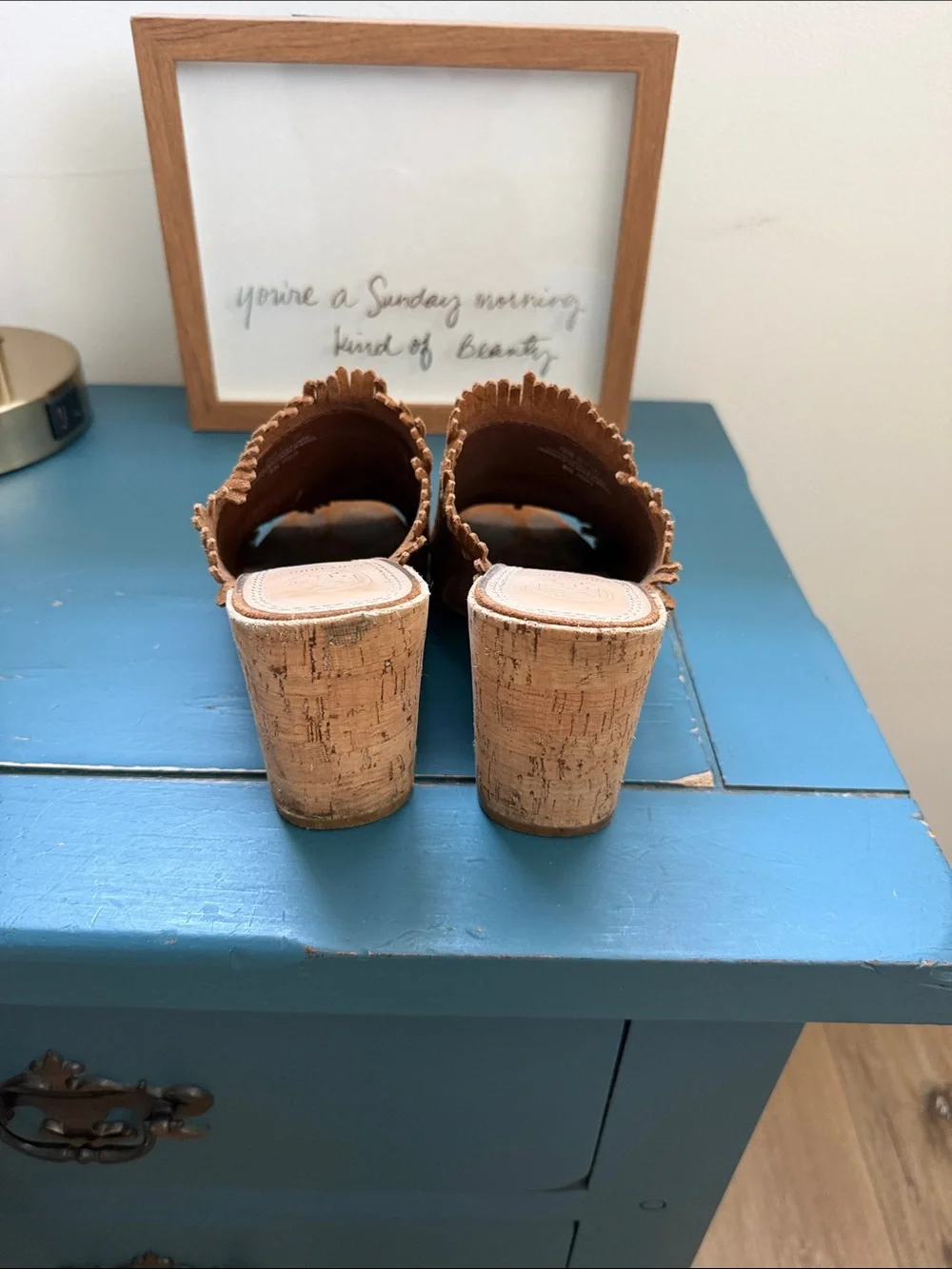Tory Burch Chestnut Suede Fringe Slide Sandals